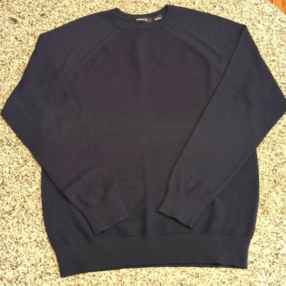 Claiborne Mens Sweater Size Large Navy Blue Crew Neck - Picture 1 of 5